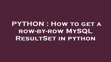resultset python.
